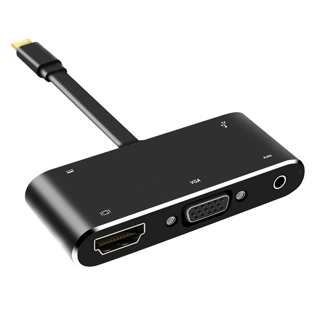 5 in 1 USB C HUB Type-C to 4K HDMI VGA 3.5mm Audio USB-C PD Adapter