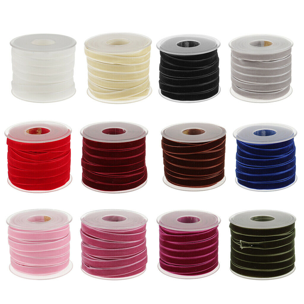 20 Yard 10mm Wide Velvet Ribbon Roll Sewing DIY Decor for Craft White