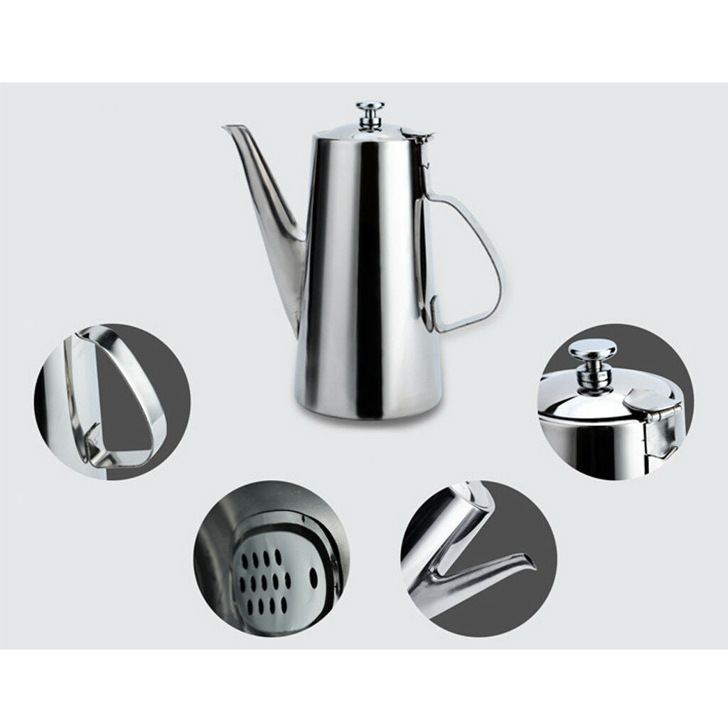 2L Stainless Steel Tea pot Coffee Kitchen Flip Lid Handle Teapot Jug #1