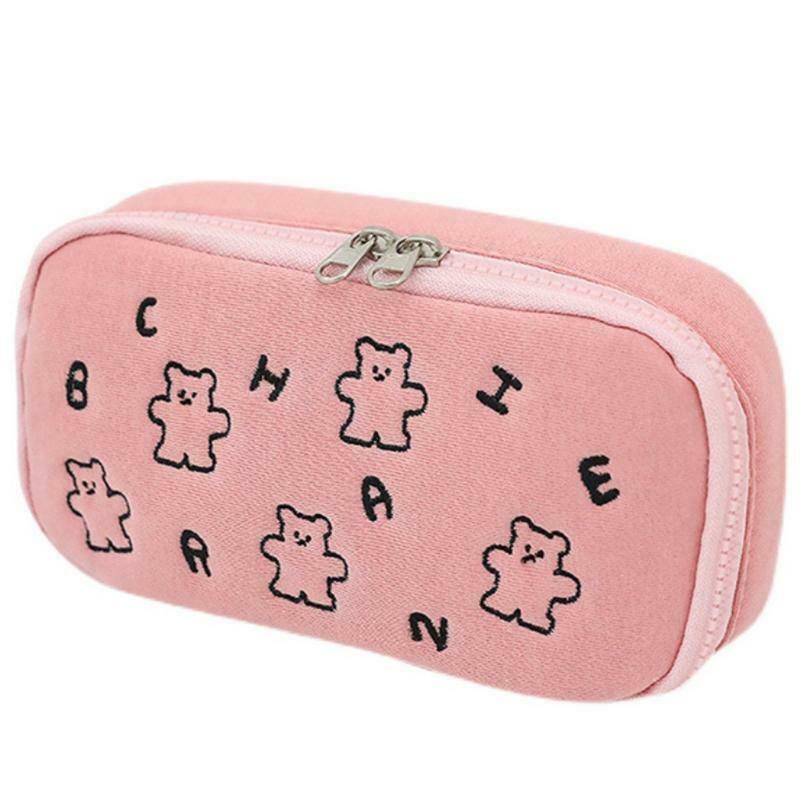 Cartoon Creative Bear Pencil Case Plush Embroidery for Students Home Office