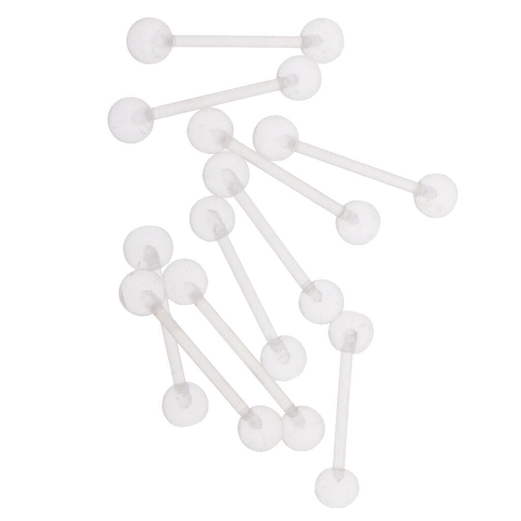 10pcs Acrylic Body Piercing Jewelry Eyebrow Tongue Bar Labret Lip Nose Rings