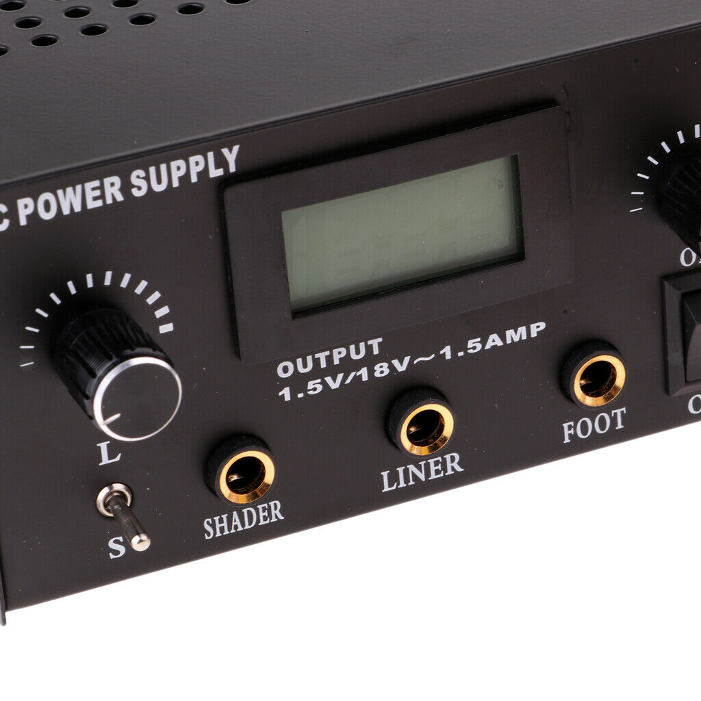 Tattoo Power Supply Digital LCD Dual Machine Foot Pedal Switch 2x Clip Cords