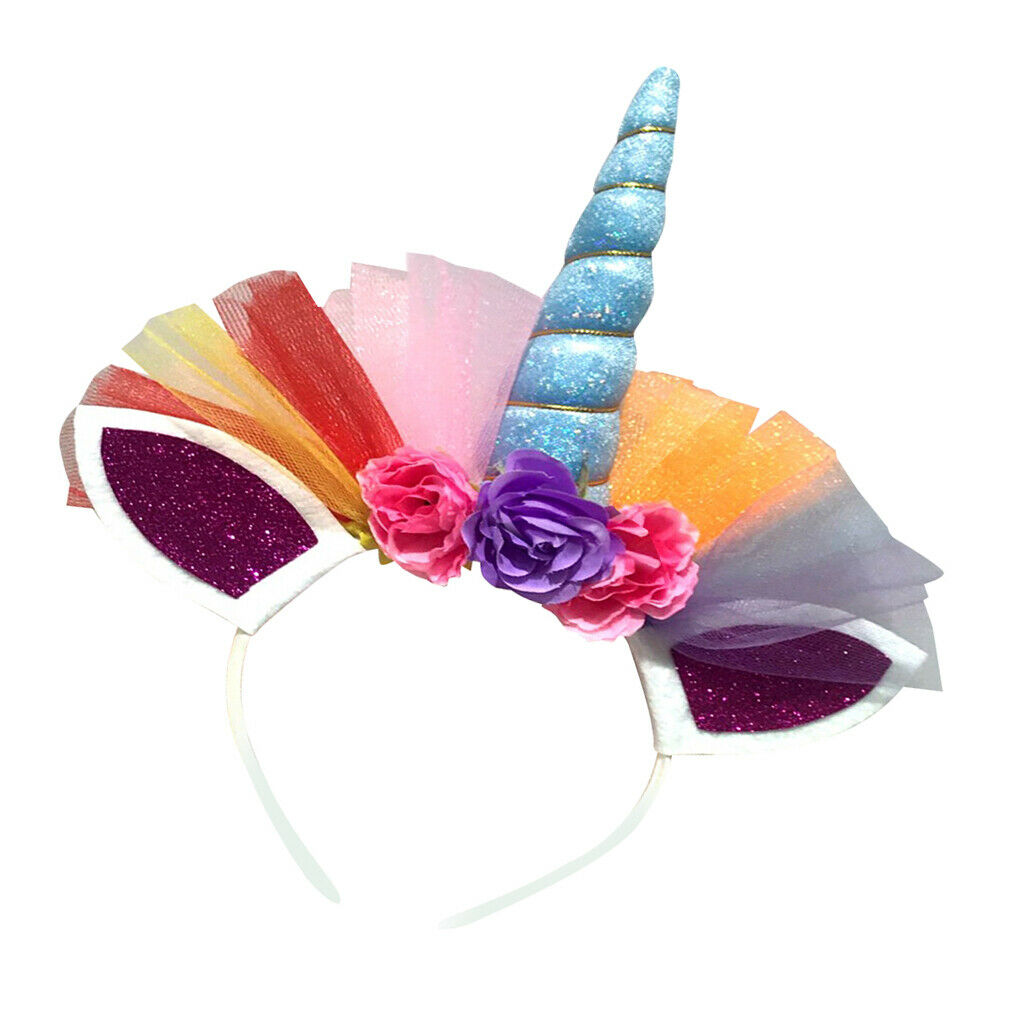 Magical Unicorn Horn Ear Headband Tiara Kids Girls Party Fancy Dress Blue