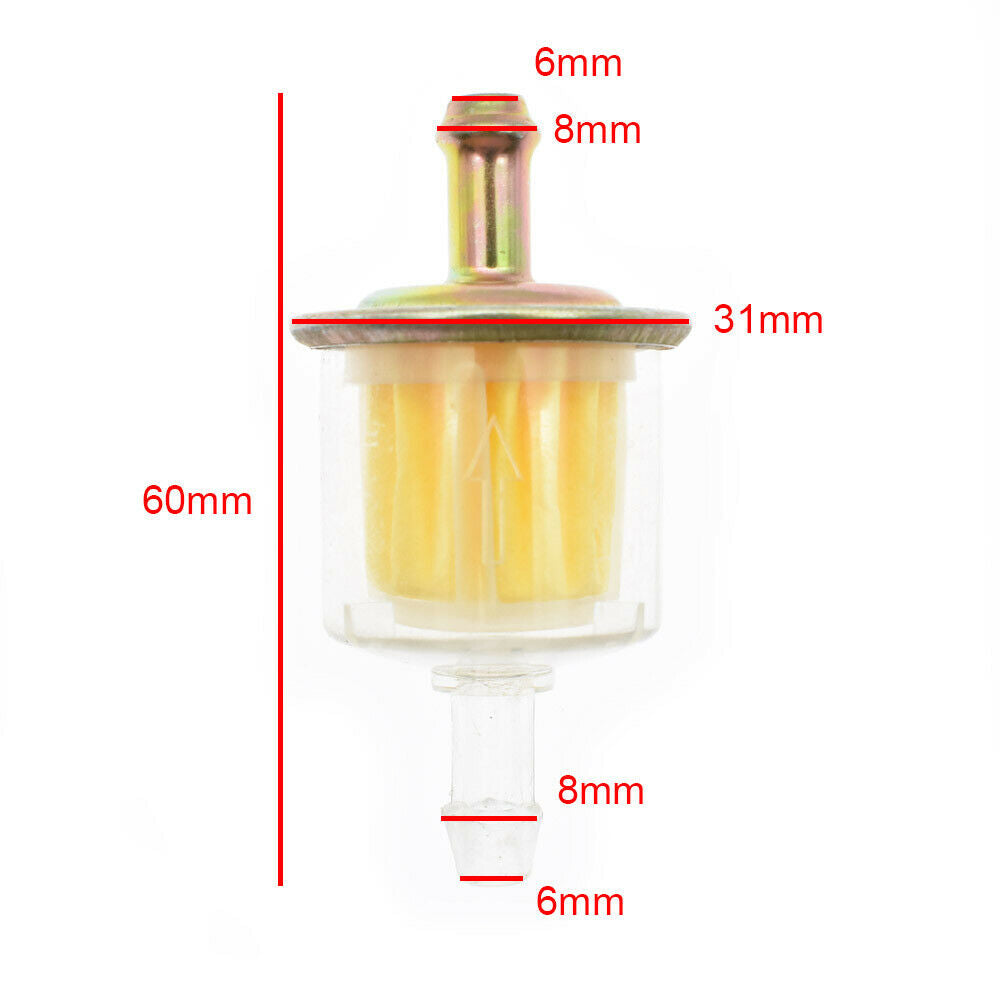 5pcs/set Universal 1/4'' Fuel Line Filter 6mm Motorcycle Petrol Fuel Filter