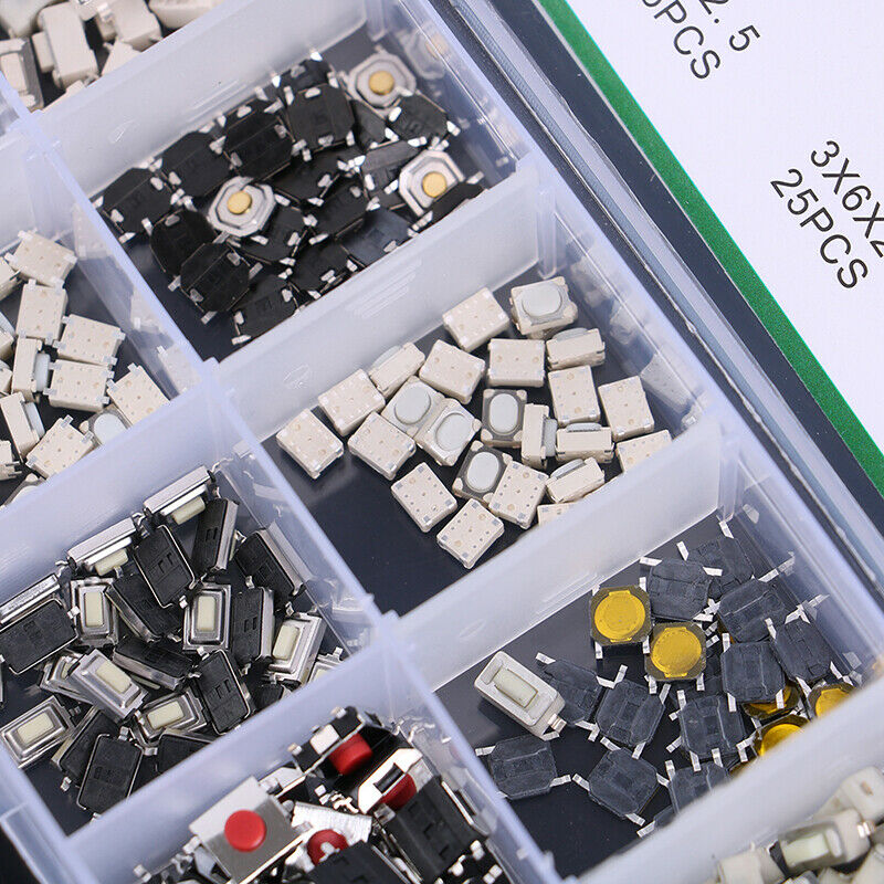 250Pcs 10 Types Tactile Push Button Switch Car Keys Button Touch Microswitch IE
