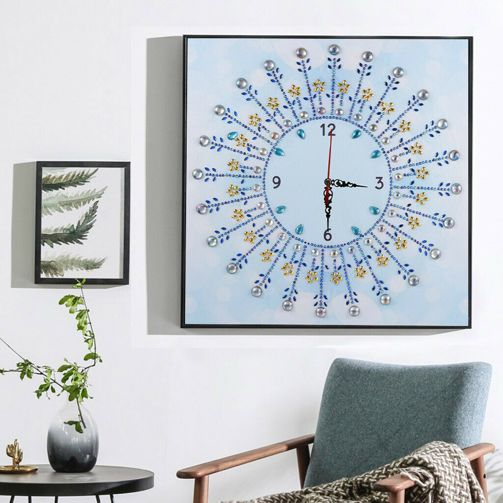 DIY Clock Special Diamond Painting Kits for Adults Cross Stitch Light Blue