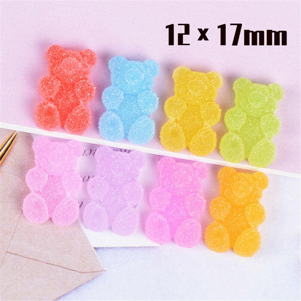 40 pcs Mixed Bear Shaped Jelly Drops Craft Embellishments Jewelry Charms 12x17mm