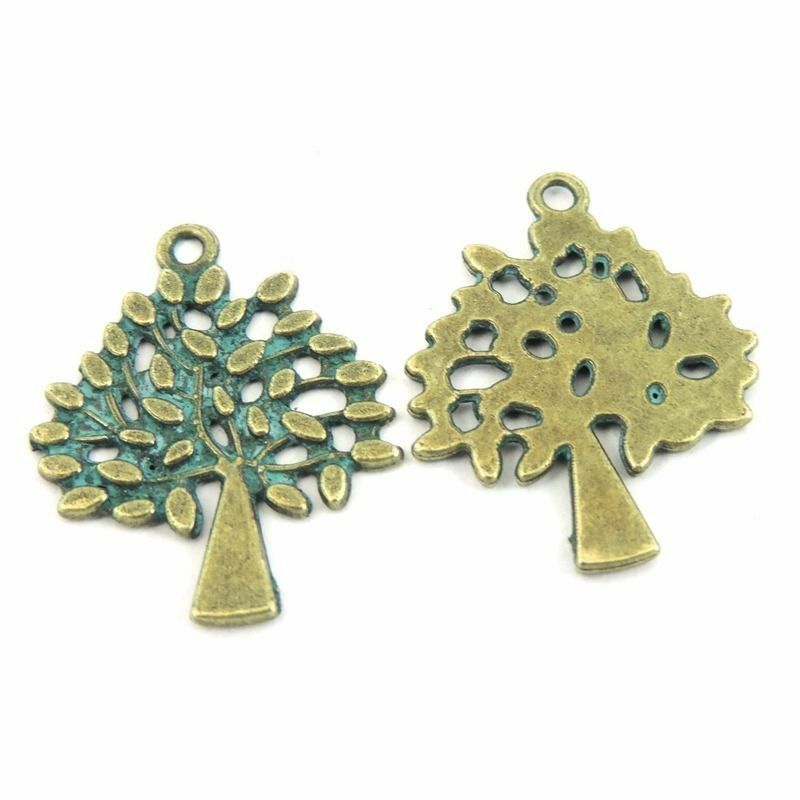 16 pcs Retro Patina Lush Tree Pendant Charm Alloy For Jewelry Crafting 23*30*1mm