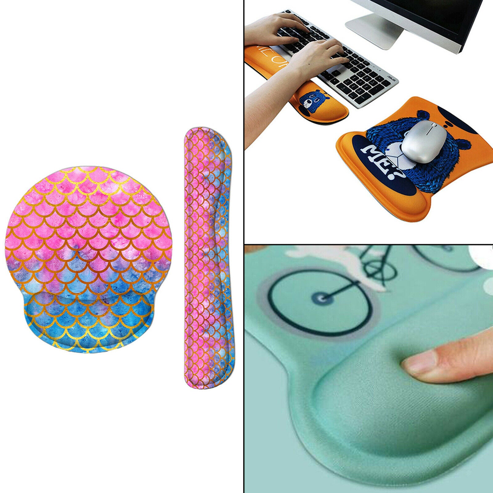 Soft Mouse Wrist Rest Support & Keyboard Wrist Rest Pad Non-Slip for Office