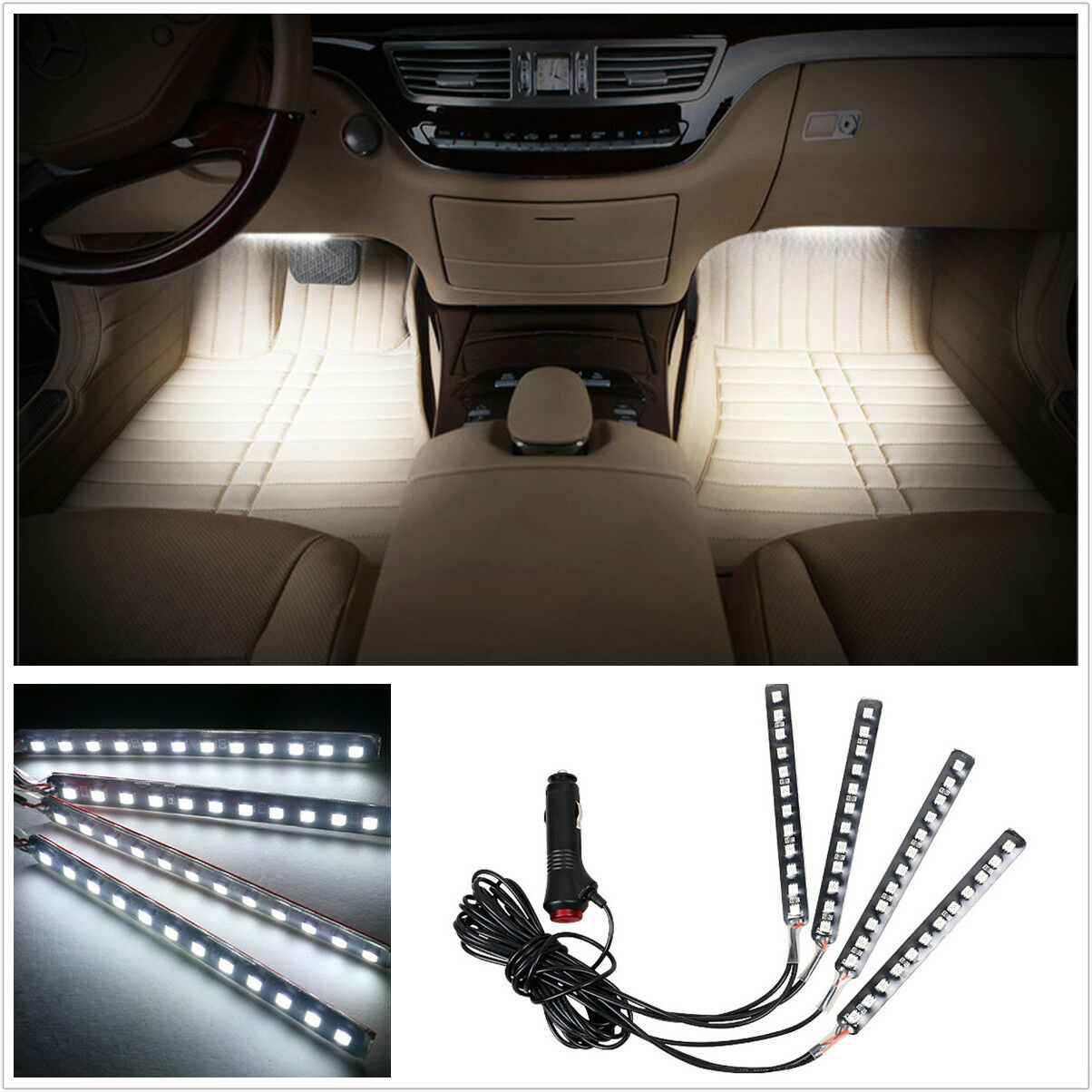 12LED 7 Colorful Remote Control Ambient Foot well Lighting Car Interior Parking