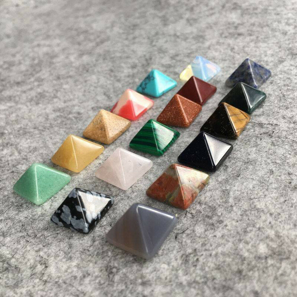 Set of 7 Chakra Pyramid Stone Set Crystal Healing Wicca Natural Spirituality New