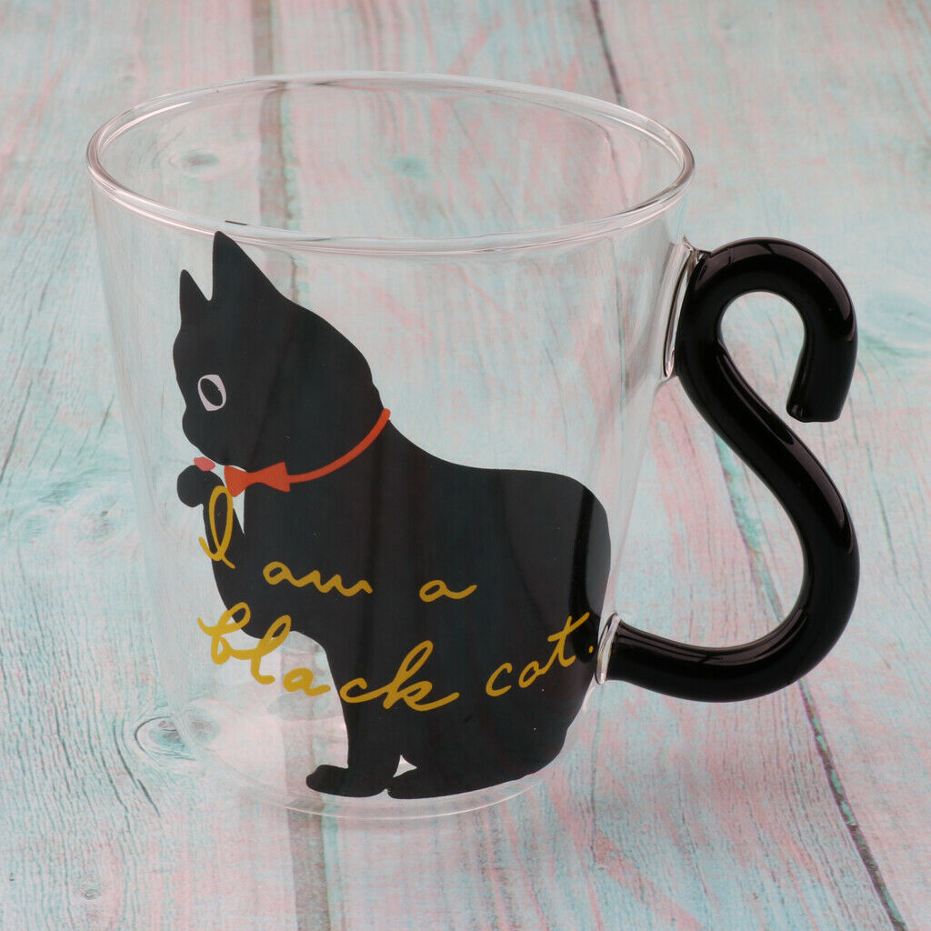 2 Style Cat Pattern Glass Cup Double Wall Glass Espresso Cup 250ml Keeps Hot Or