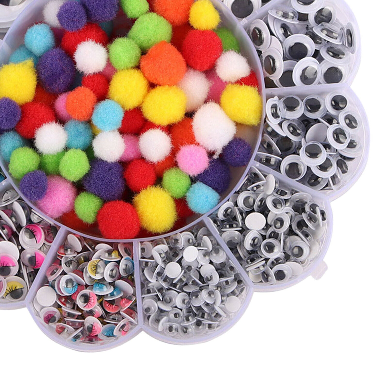 900pcs Googly Wiggle Eyes Self Adhesive, with 100 Pieces Pom Poms for Craft