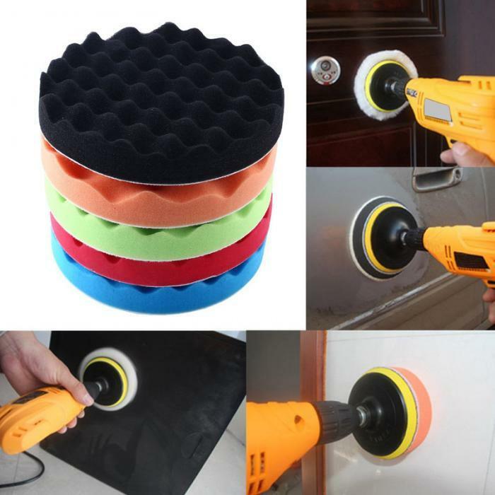 5Pcs/Set Universal Auto Car Polisher Sponge Foam Waffle Polishing Buffer Pads 7"