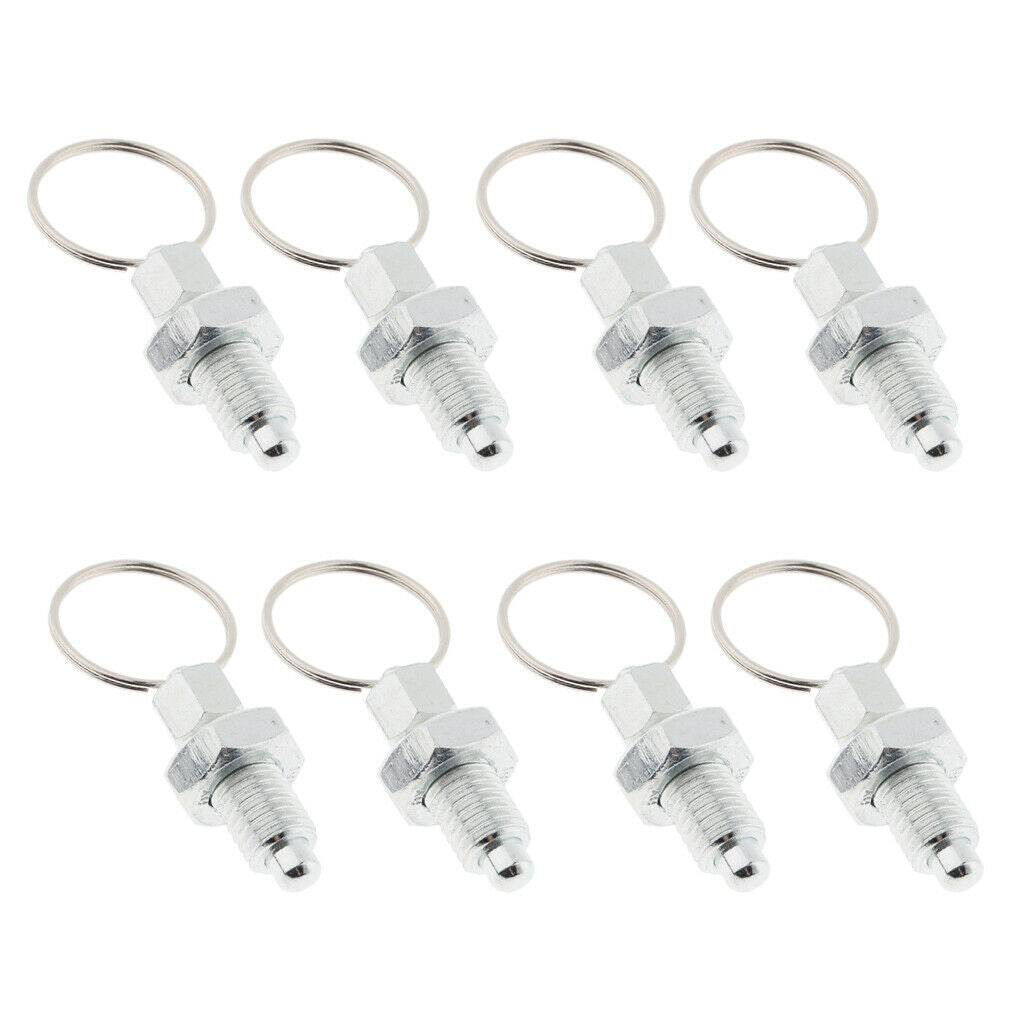 8Pcs Stainless Steel Non Lock-Out Indexing Plunger with Pull Ring M10