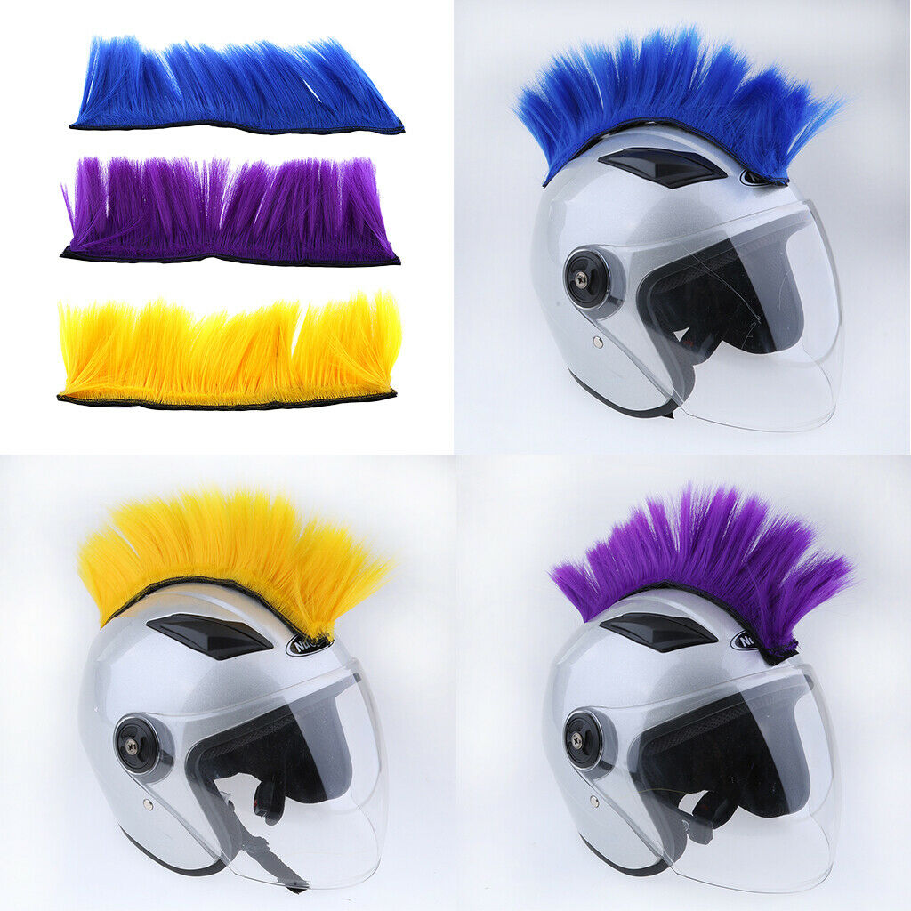 3pcs Motorbike Helmet DIY Accessories Mohawk Wig Costumes Hairpiece (Yellow +