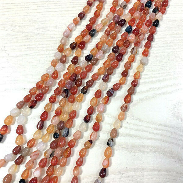 1 Strand/44Pcs 9x6mm Red Agate Teardrop DIY Spacer Loose Beads 15.5inch HH409