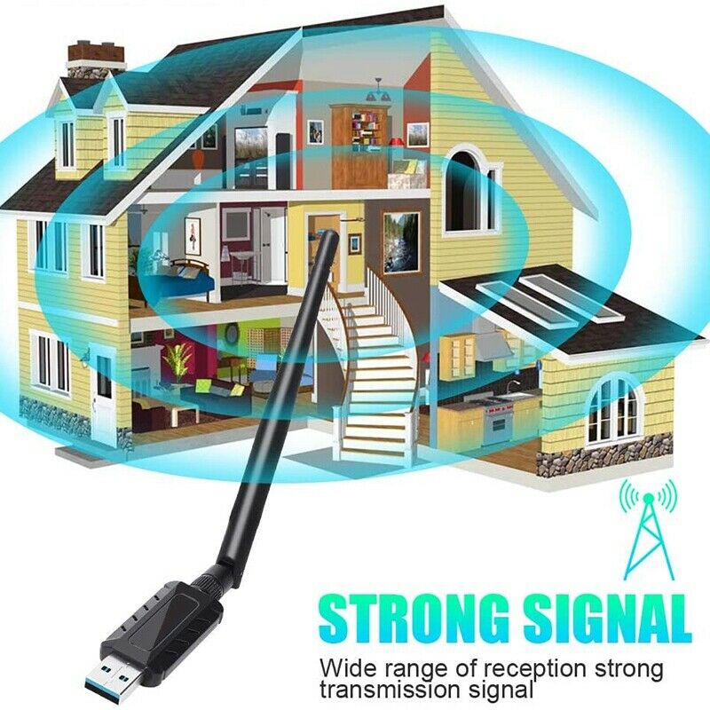 1200Mbps Dual Band Wi-Fi Adapter with 5DBi High Gain Antenna, USB 3.0 WirelessP6