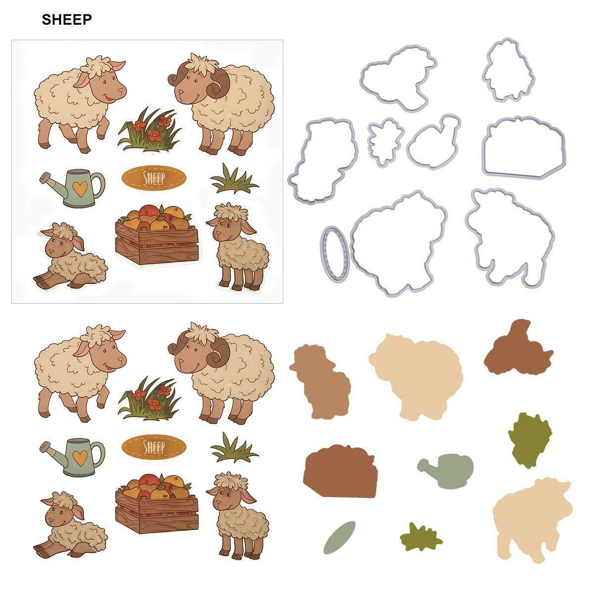 Sheep Silicone Stamp+Metal Cutting Dies Stencil Scrapbook Album Decor Craft