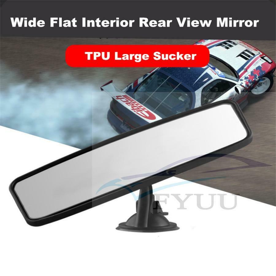 Car Auto Wide Flat Interior Rear View Mirror Suction Clip On Rearview Universal