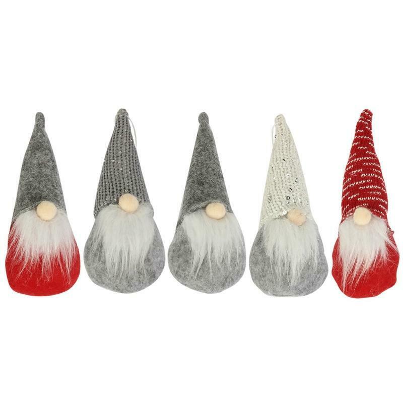 5pcs Christmas Tree Hanging Gnomes Ornaments Swedish Handmade Plush Gnome Santa