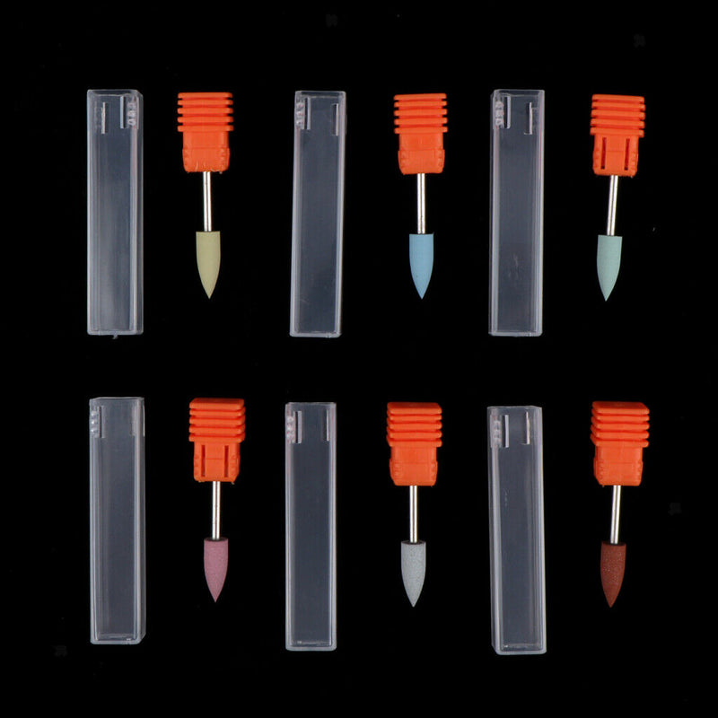 6x Cuticle Clean Nail Drill Bit File Polishing Head Electric Drill Bit Set
