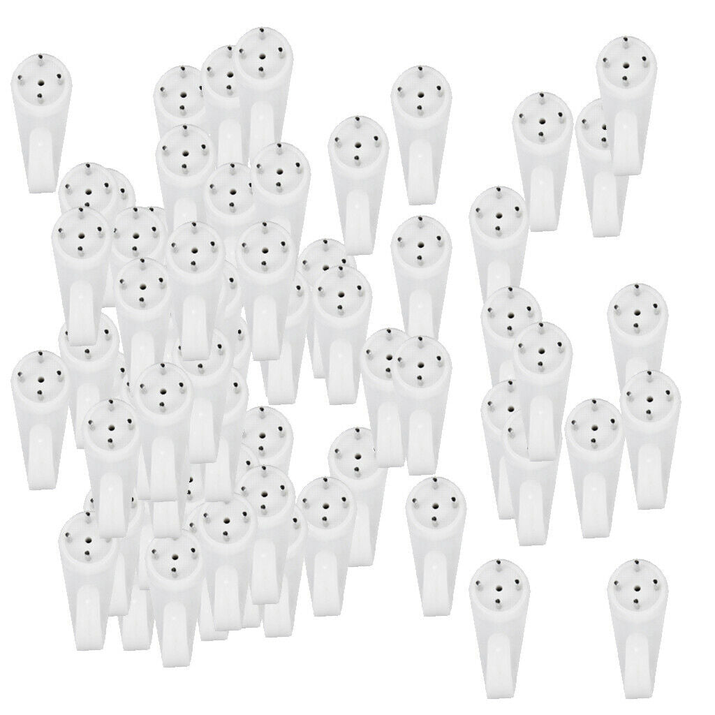 100pcs 4-Pin White Plastic Hard Wall Picture Frame Hooks Hangers Holders 15*30mm