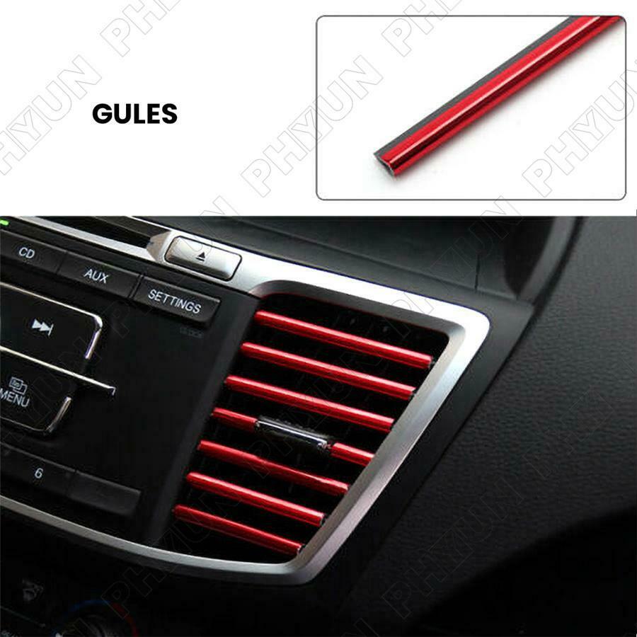 10 Ã— Red Air Conditioner Air Outlet Decoration Strip Cover Car Accessories PVC