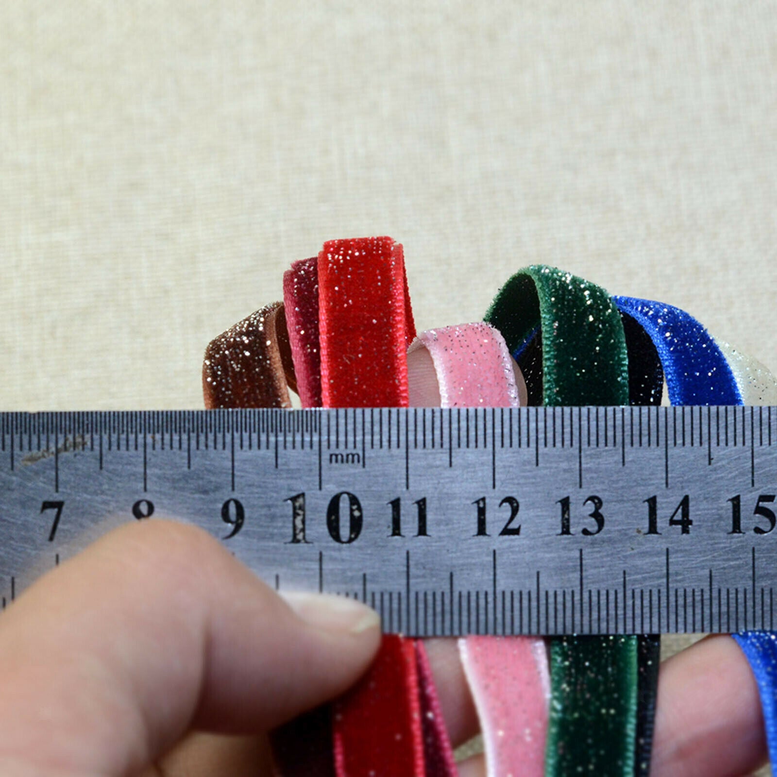 8pcs 2Yards Glitter Velvet Ribbon Assorted Colors 9mm Craft Gift Wrapping Hair