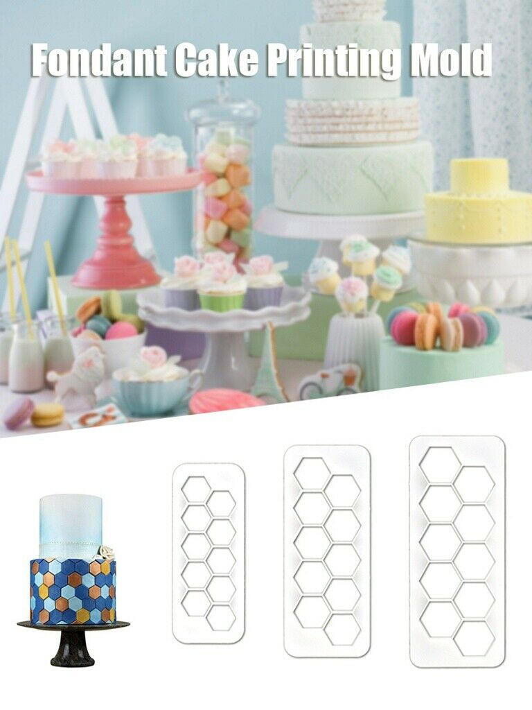 3 PCS Hexagon Cutter Mold Fondant Cutter Creative Football Cake Decorating Tool
