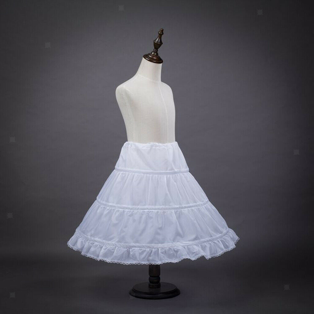 Flowergirl Bridesmaid Kids Girl Dress White Petticoat Child Underskirt