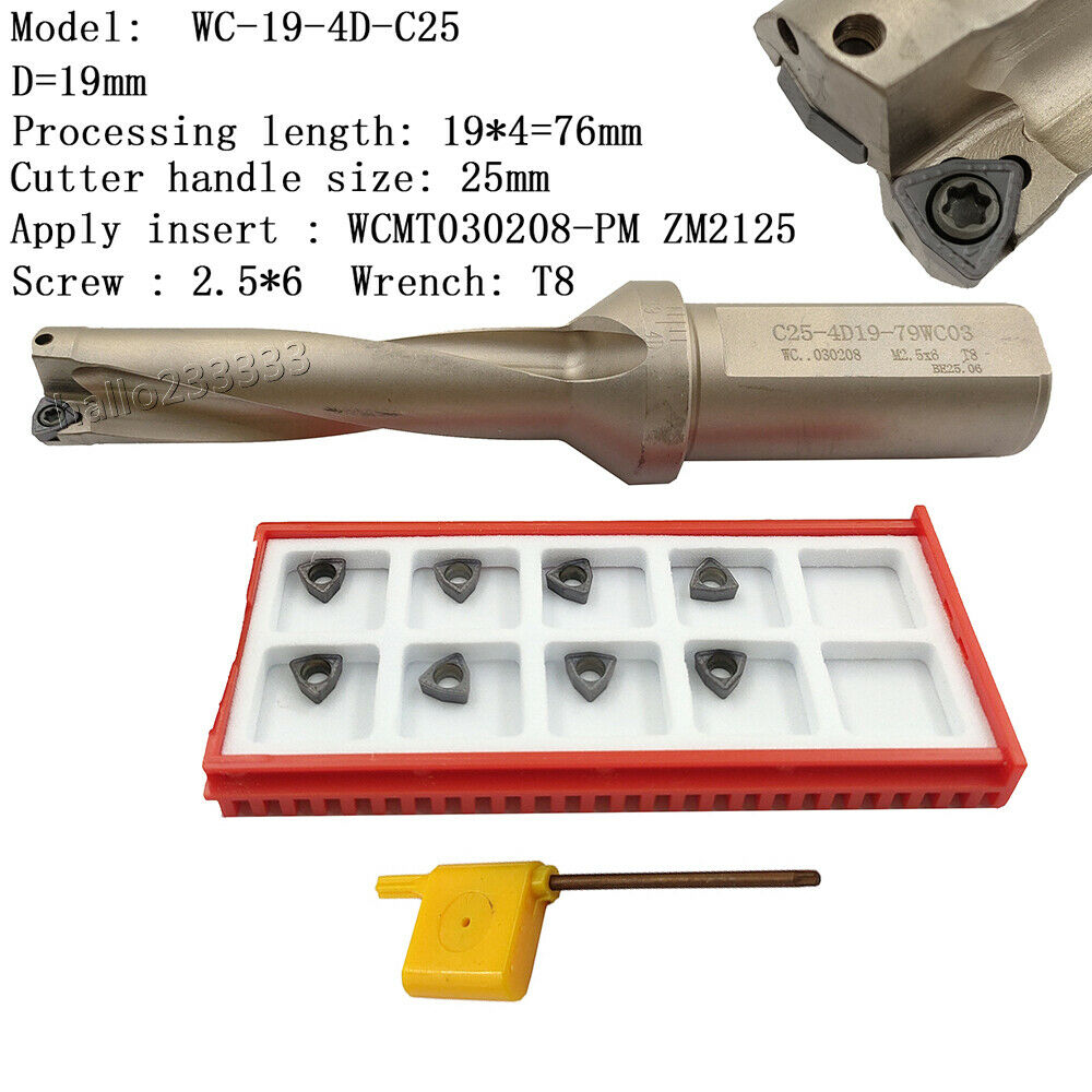 WPD-190-4D-C25 19mm U drill indexable drill +5PCS WCMT030208-PM ZM2125 insert