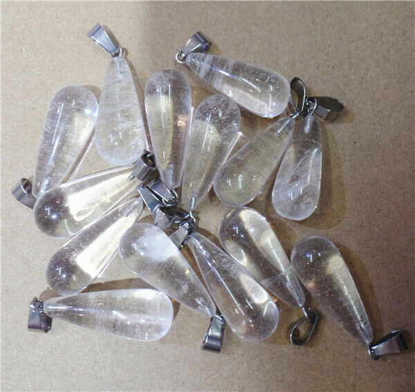 100Pcs 25x10mm Wholesale White Cherry Quartz Teardrop Pendant Bead HH8300
