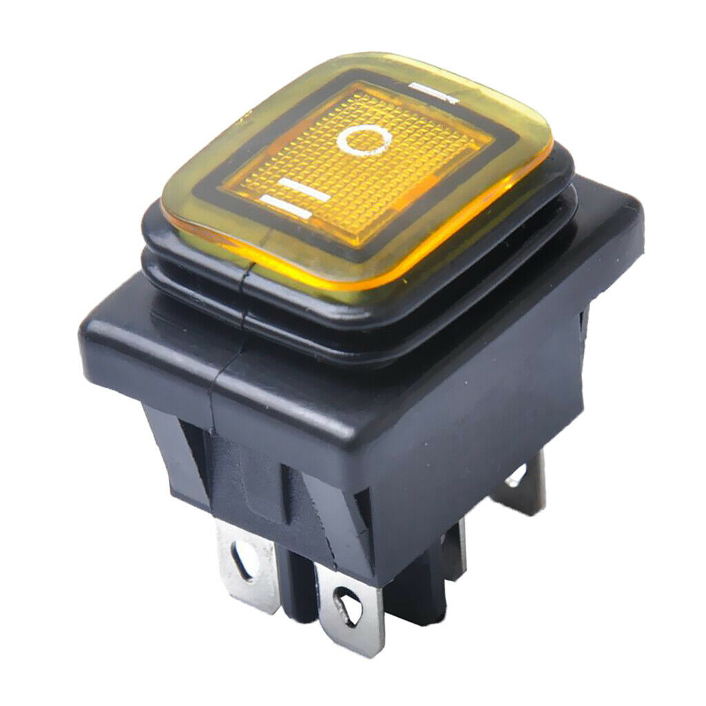 2 Pieces Red Yellow 6 Pin On-Off-On Car Boat Lighted Rocker Toggle Switch