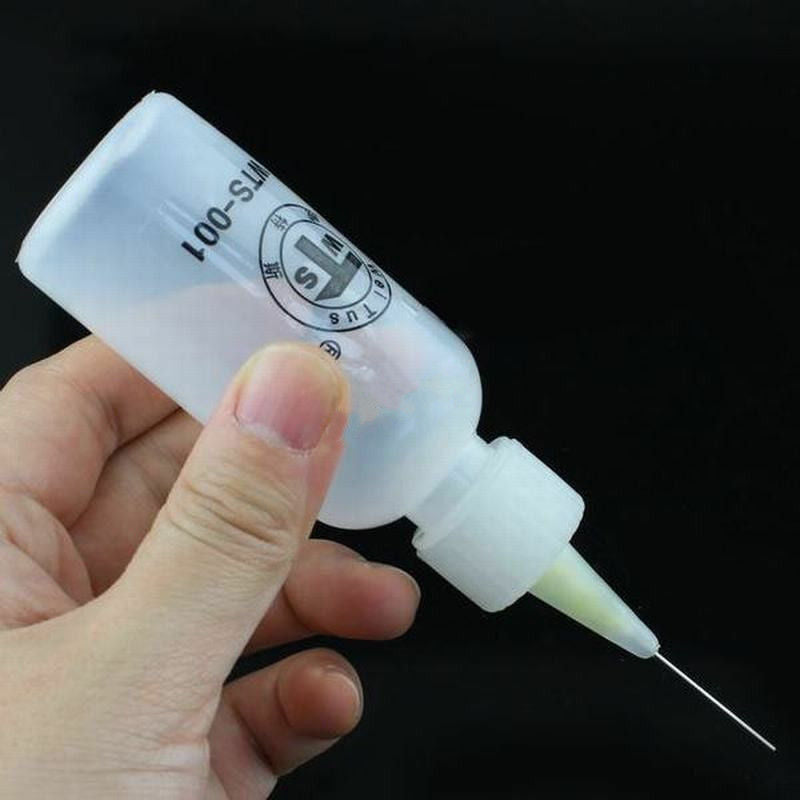 2Pcs 50ml Plastic Needle Tip Soldering Liquid Flux Alochol Oil Dispenser Bottle