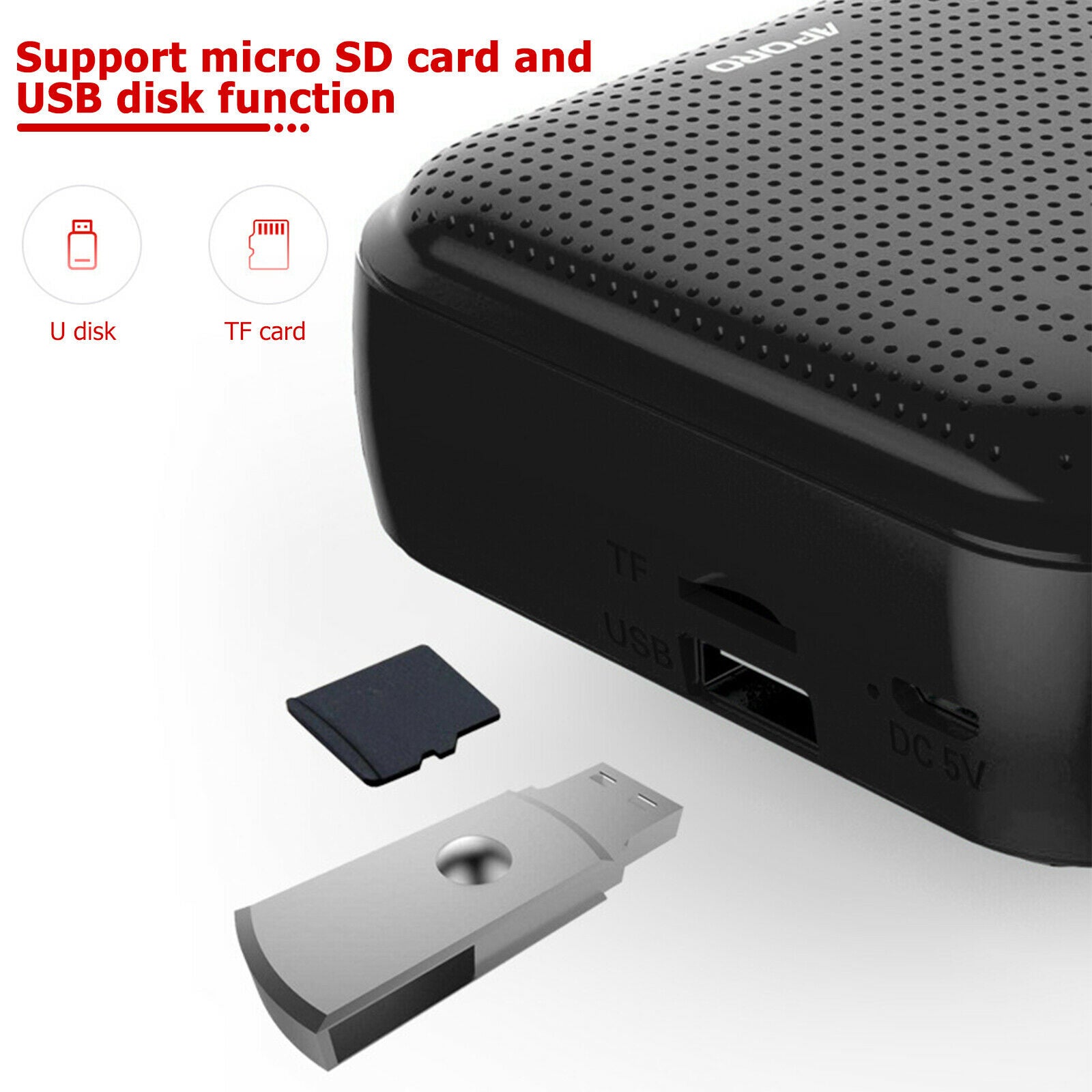 Rechargeable Voice Amplifier Wired Microphone Portable Music Player Speaker @