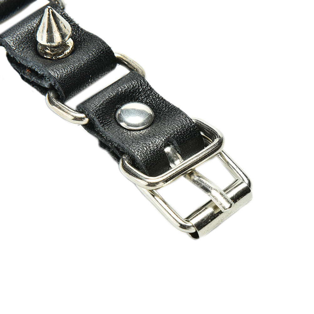 Gothic Metal Cone Stud Spikes Rivet Leather Wristband Bangle Cuff Bracelet.l8