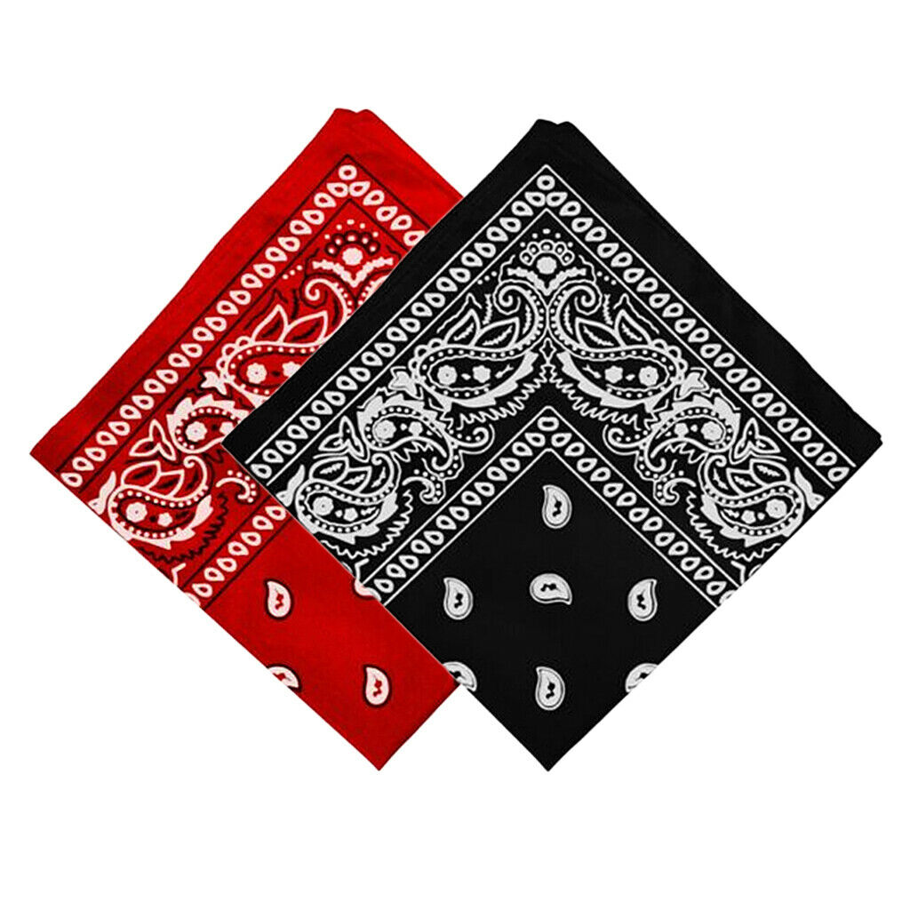 2pcs Women Men Cotton Double Sided Paisley Bandana Scarf Head Wrap Wristband