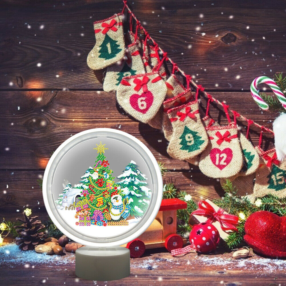 Christmas Tree DIY Special Shaped Drill Diamond Painting LED Mosaic Lights @