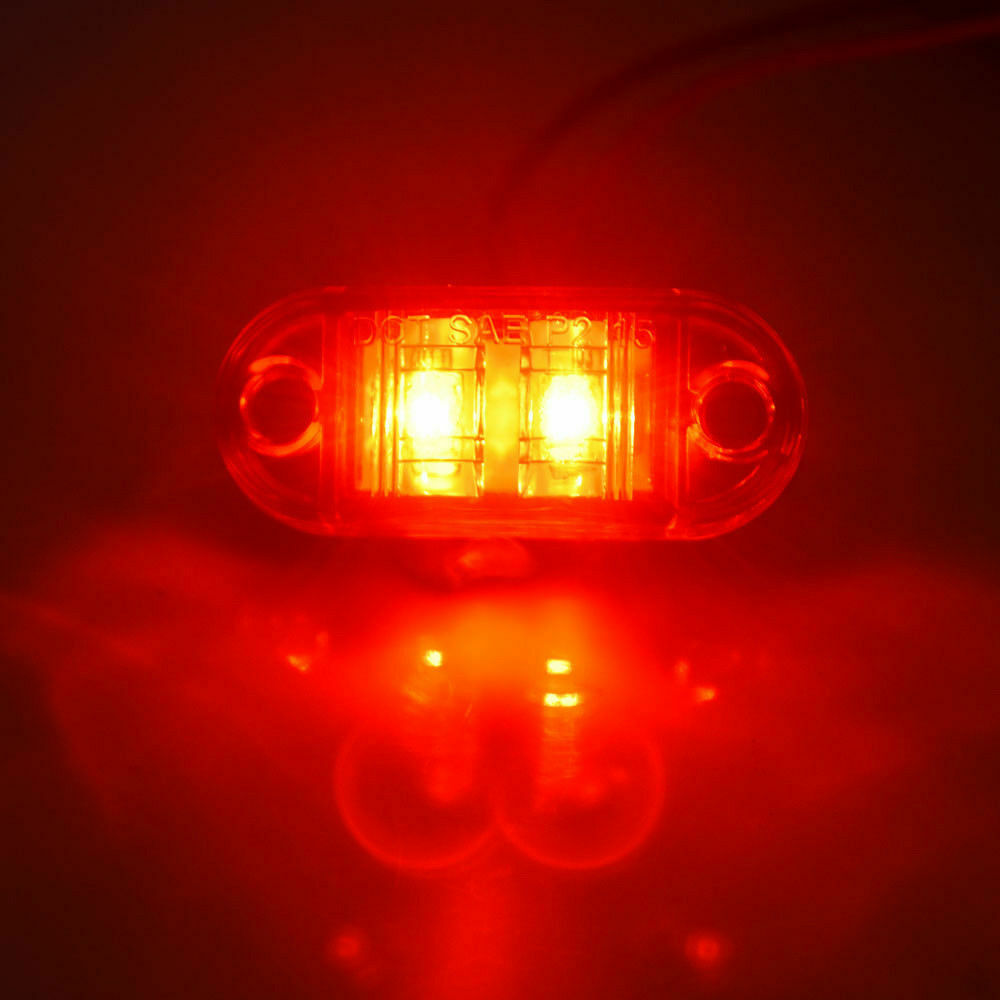 Red LED 2.6" 2 Diode Light Oval Clearance Trailer Car Truck SUV Side Marker Lamp