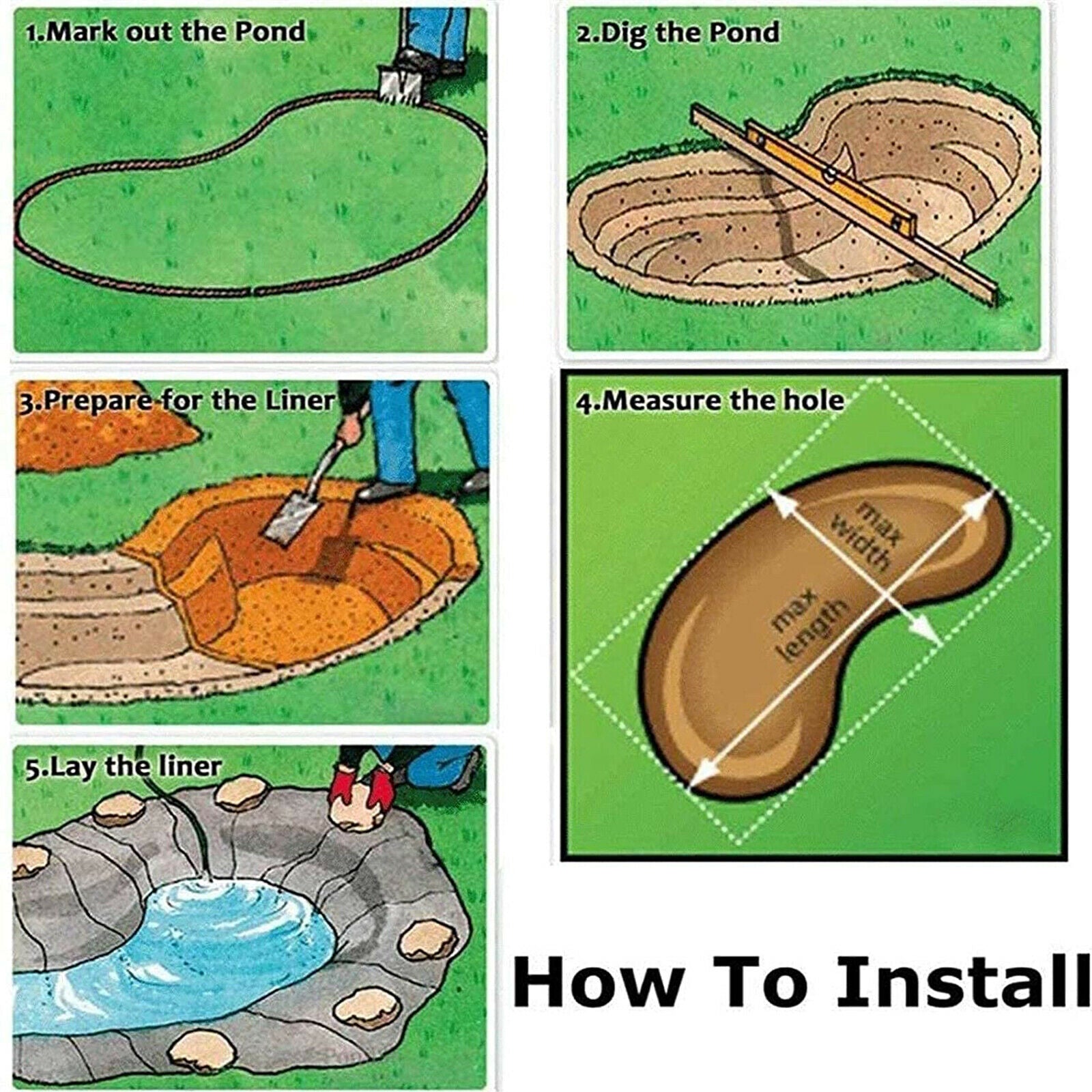 3mX2m Reinforced Heavy Duty HDPE Garden Pool Landscaping Fish Pond Liner Cover