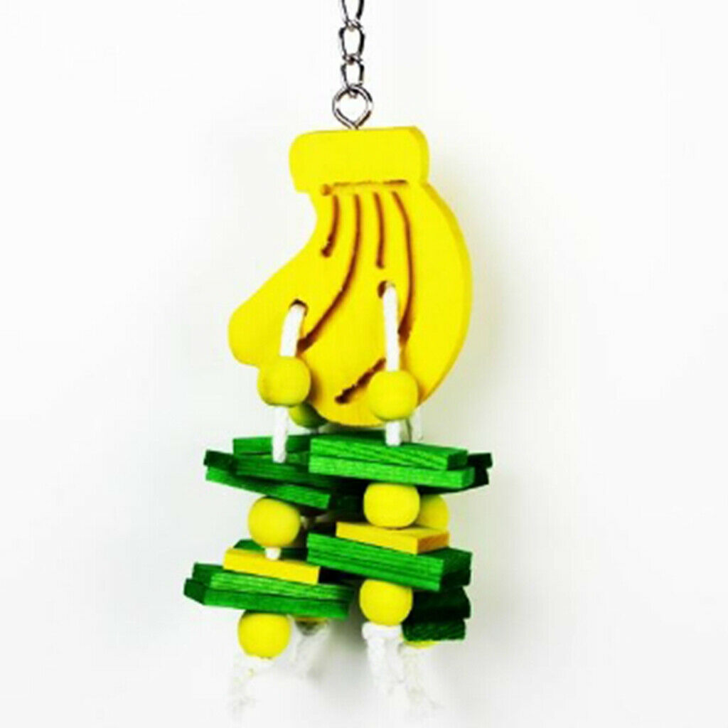 Safe Pet Wooden Chew Toys Non-toxic Cage Hanging Toys For Birds Banana