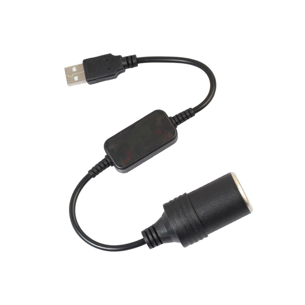 Car 300mm 5V 2A USB to 12V 1A Female Cig Lighter Socket Converter Power