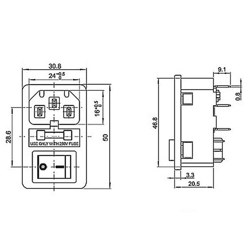 Inlet Male Power Socket With Fuse Switch 10A 250V 3 Pin IEC320 C14 .l8