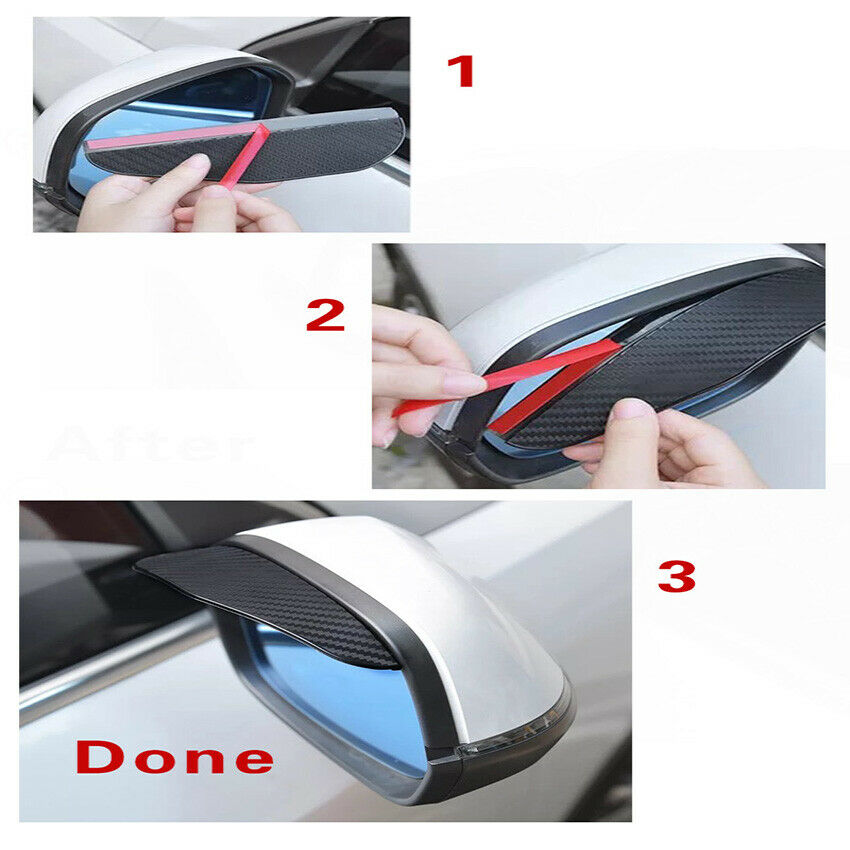 2X Car Carbon Fiber Rear View Side Mirror Rain Board Eyebrow Guard Sun Visor