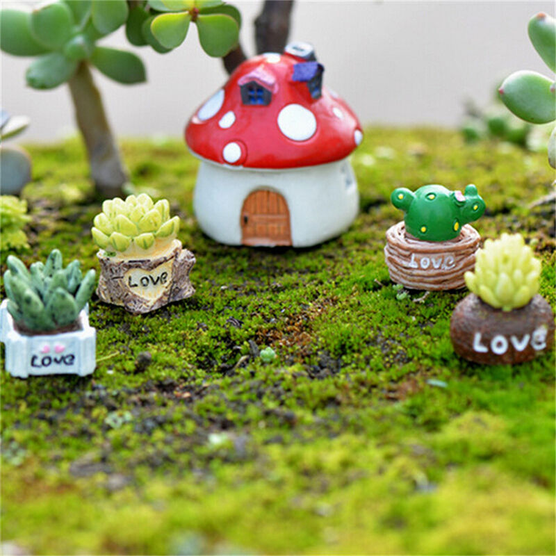 Moss Micro Landscape Ornaments Love Pot Plant Mix Size Fairy Garden Decor.l8