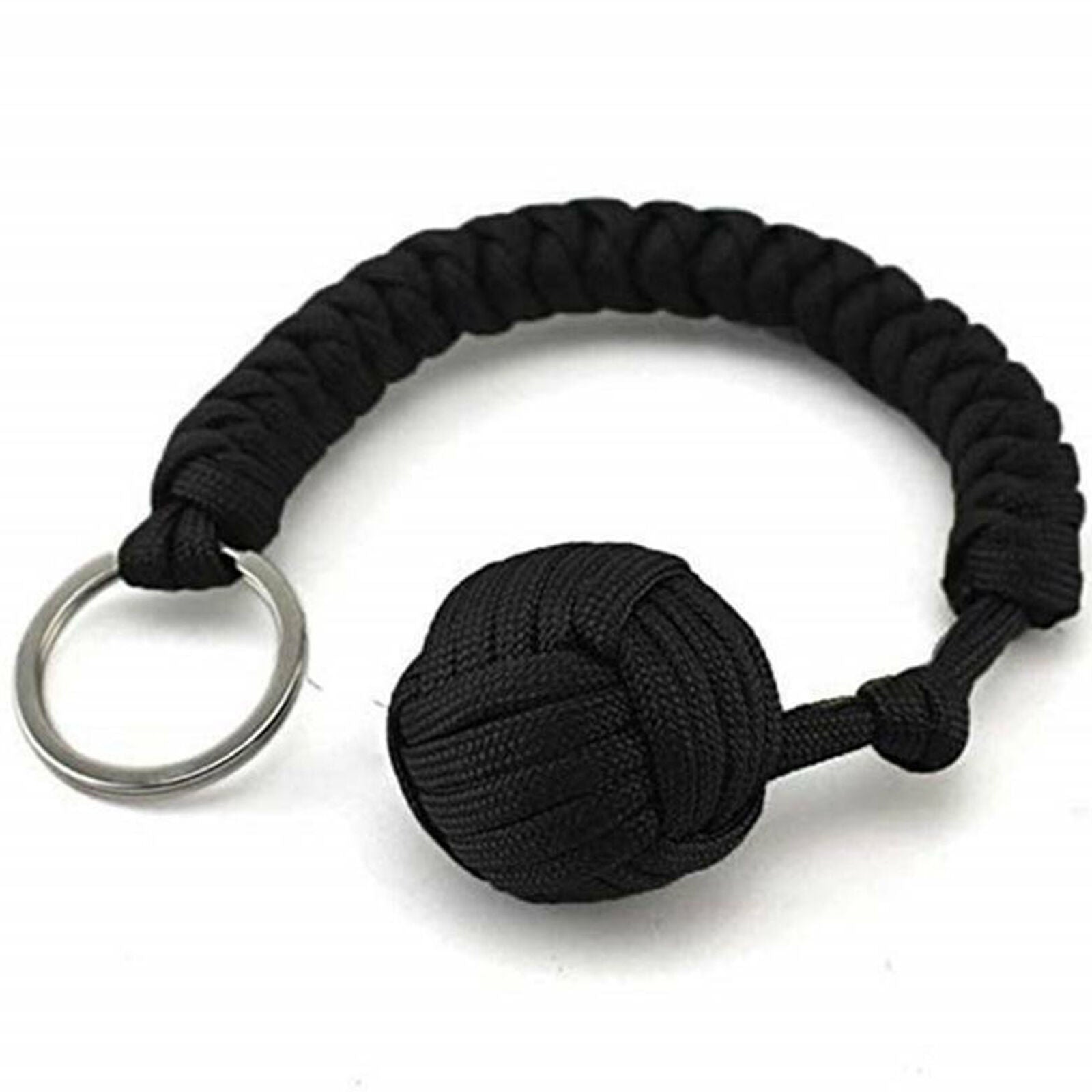 1PC Survival Monkey Fist Paracord Keychain Keyring Military Steel Ball Outdoors