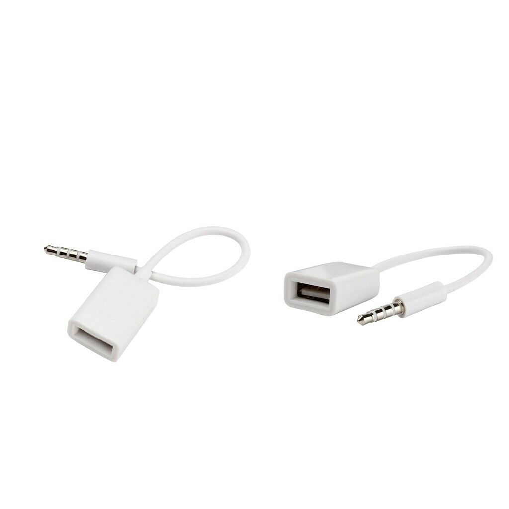 2x AUX to USB Adapter ,3.5mm Male AUX Audio Jack Plug to USB 2.0 Female