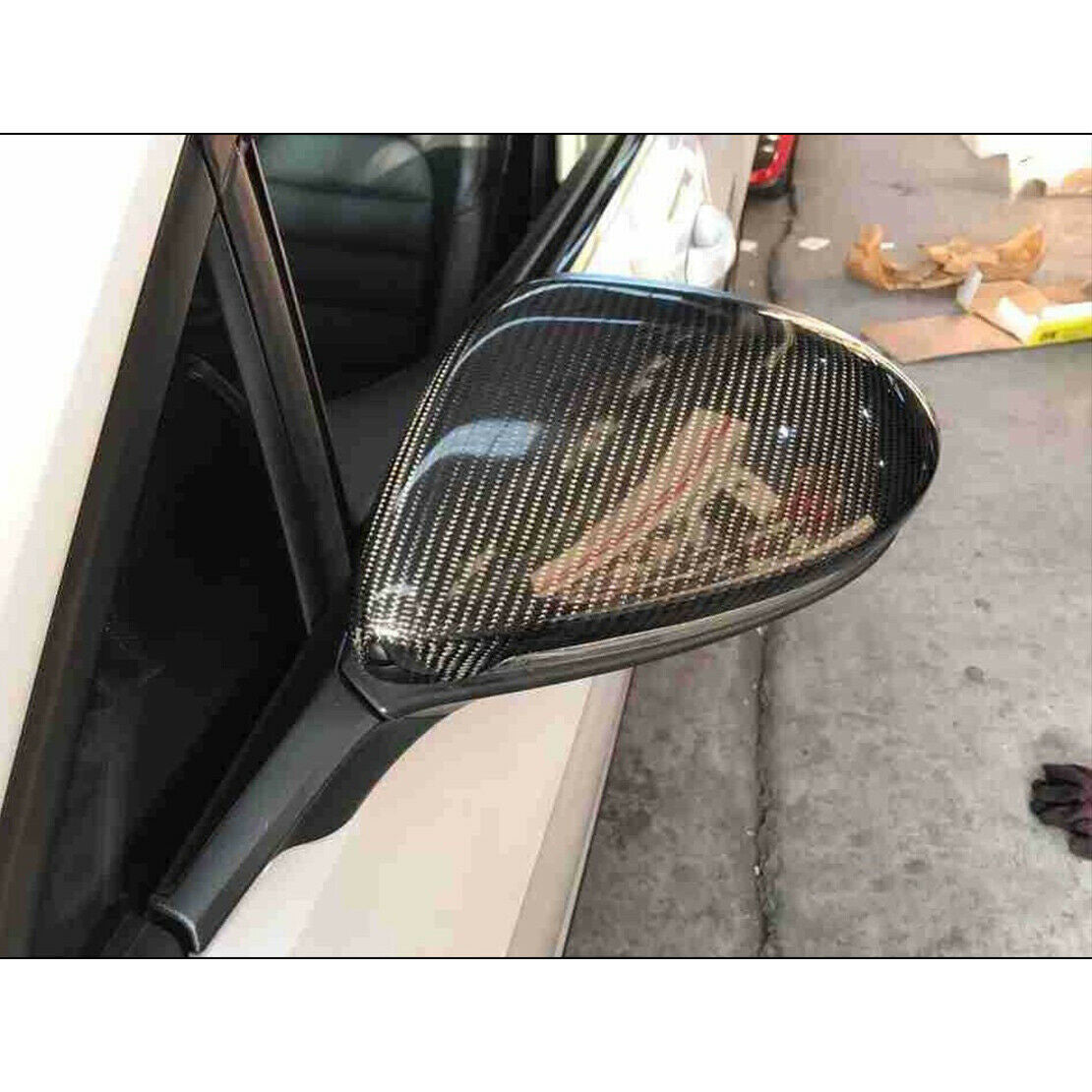 Carbon Fiber Style Side Door Mirror Cover Cap Fit for VW MK7 Golf GTI 2015-2018