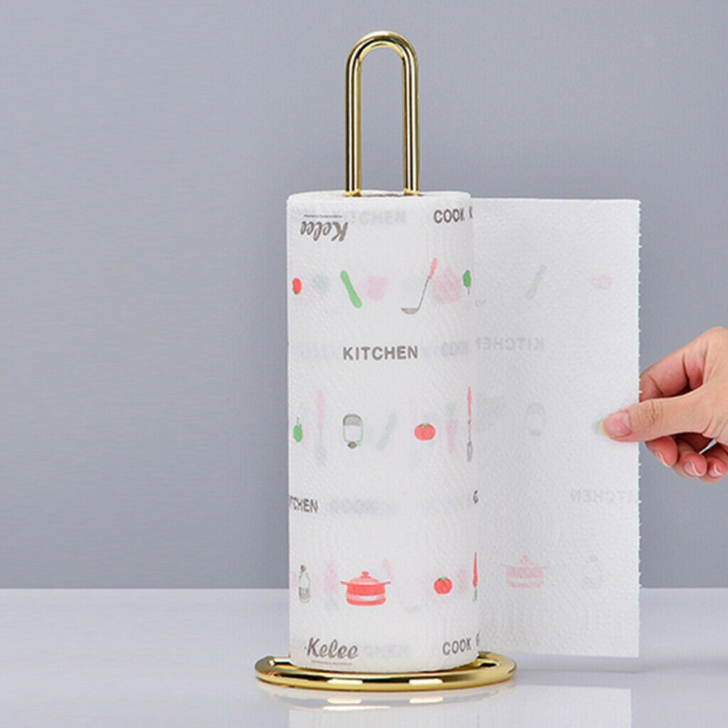 Stainless Steel Standing Paper Towel Holder for Kitchen Bathroom Golden